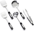 Stainless Cooking Utensils,Heavy-Duty Thickened Cooking Utensils,Kitchen Tools Include Solid & Slotted Spatula,Soup Ladle,Egg Whisk,Tongs,Skimmers