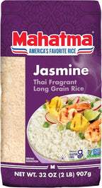 Mahatma Jasmine, 2lb Bag of Rice, Thai, Indian, or Cambodian Fragrant Flavored Rice, Stovetop or Microwave