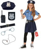 Morph Police Officer Costume For Girls, Cop Costume For Girls, Girl Police Officer Costumes Blue, Kids Halloween Costumes