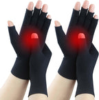 2 Pairs Fingerless Arthritis Compression Gloves for Women Men, Hand Glove Support and Warmth, Relieve Pain from Carpal Tunnel, Rheumatoid, Osteoarthritis, RSI, Typing (Pure Black+Pure Black, M)