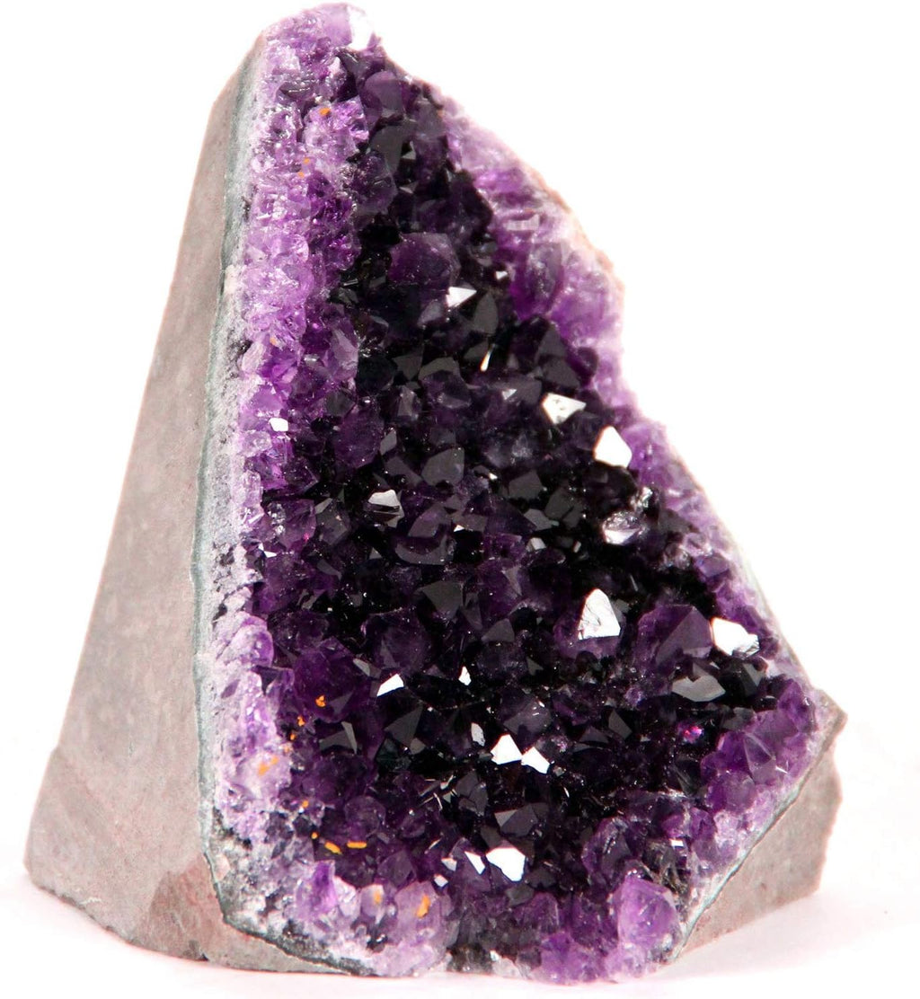 Premium Amethyst Geode Stone Cluster [.75 pound to 1 pound] - Each Piece is Unique & Natural - Real Raw Healing Crystal Rock from Uruguay - Deep Purple Decoration - FREE Selenite Wand