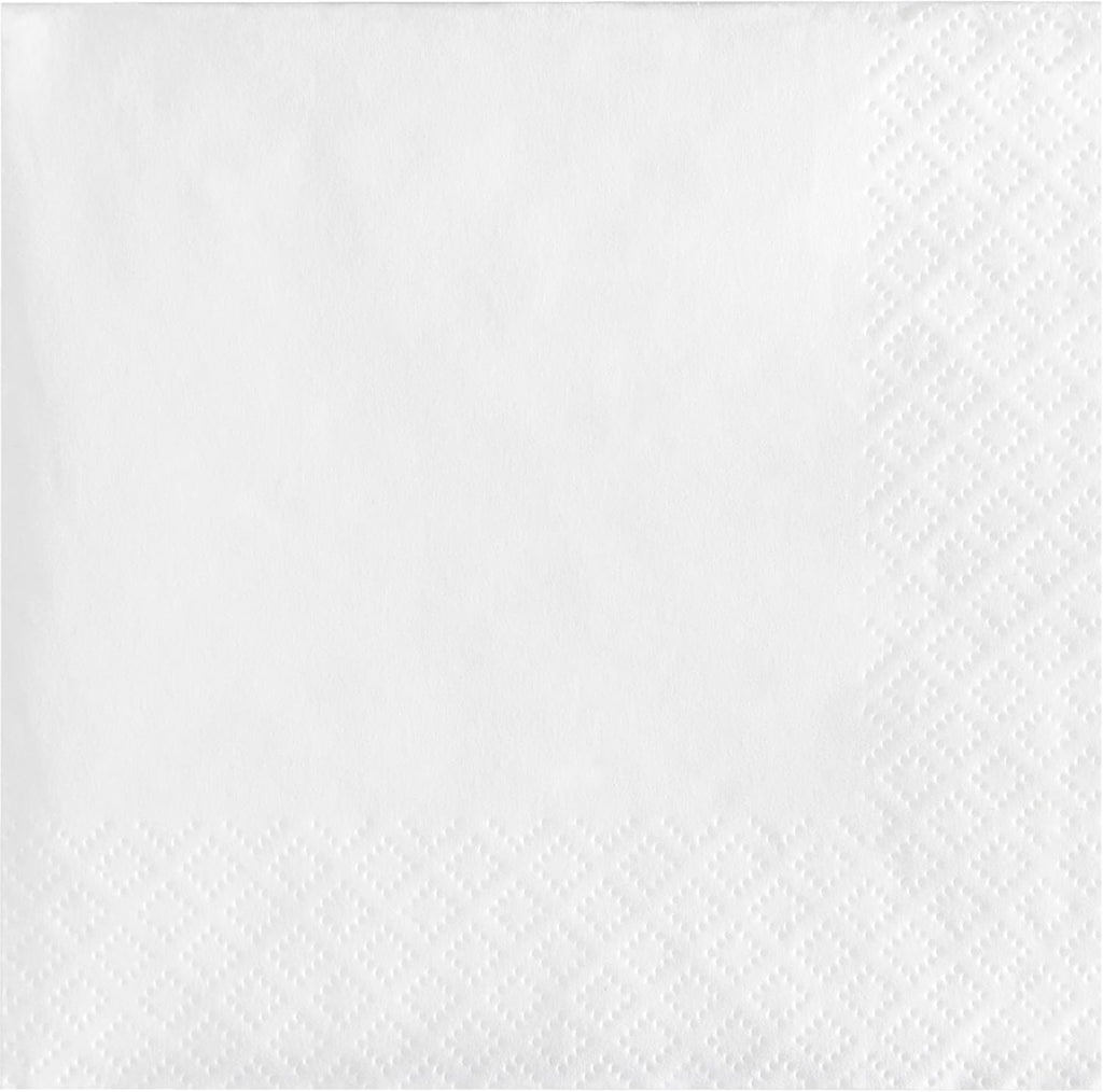 Creative Converting Paper Napkins, 3-Ply Beverage Size, White Color, 50-Count Packages