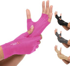 Copper Compression Arthritis Gloves | Fingerless Arthritis Carpal Tunnel Pain Relief for Men & Women | Hand Support Wrist Brace for Neuropathy, Rheumatoid, Tendonitis, Swelling, Crocheting, Typing Pink S
