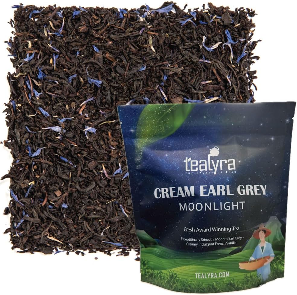 Tealyra - Cream Earl Grey Moonlight | Luxurious Black Loose Leaf Tea | Citrusy Bergamot & French Vanilla Flavor | All Natural Ingredients, 100g (3.5-ounce)
