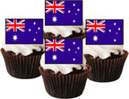 Australian Flag Edible Cupcake Toppers, Australia Edible Cake Decorations, Patriotic Decor, International Flags of the World Cake Toppers, Cricket and Olympic Decorations, Eurovision Party 50 UNCUT