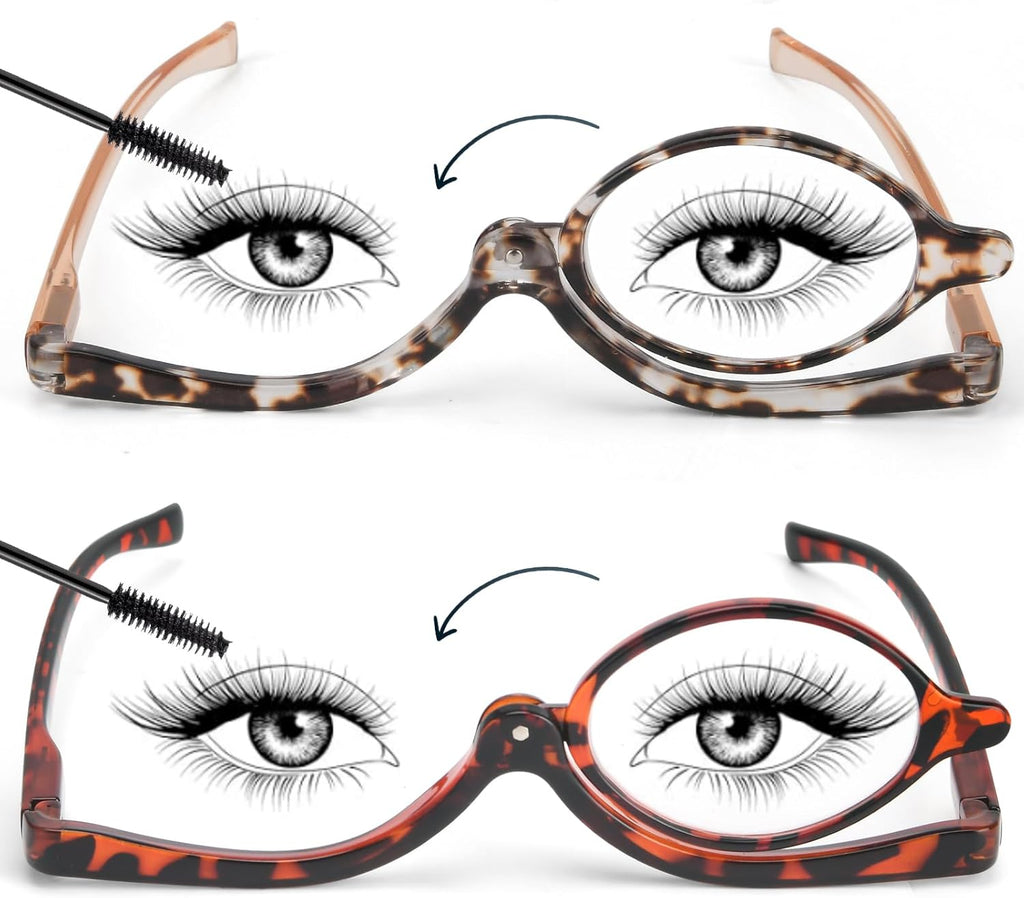 SEEKEY 2 Pack Makeup Reading glasses for Women,One Eye Cosmetic Readers Rotating Lens, Makeup Readers for Women