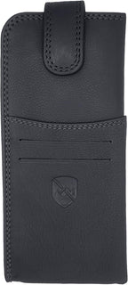 ALLEN & MATE 100% Leather Slim Glasses Case for Reading and Computer Glasses for Men/Women with Inbuilt Card Holders
