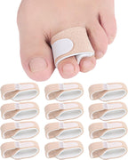 12 Pack Fabric Hammer Toe Corrector Straightener, Reusable Broken Toe Tape Buddy Straps Wraps Splints Lined with a Cushioning Latex Foam Layer for Crooked Bent Toes Support Protector(1 Inch Wide)