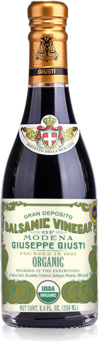 Giusti Organic Balsamic Vinegar of Modena IGP, Matured & Balanced Authentic Italian Aceto Balsamico from Italy, 1 Silver Medal – 8.45 fl oz (250 ml) - Pack of 1