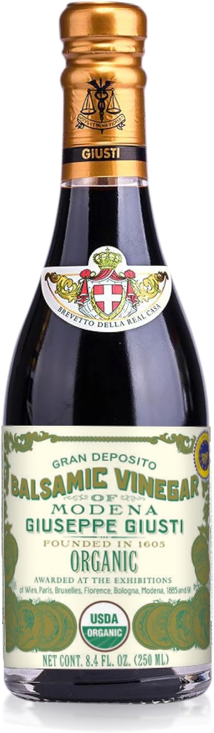 Giusti Organic Balsamic Vinegar of Modena IGP, Matured & Balanced Authentic Italian Aceto Balsamico from Italy, 1 Silver Medal – 8.45 fl oz (250 ml) - Pack of 1