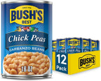 BUSH'S BEST 16 oz Canned Garbanzo Beans (Chickpeas), Source of Plant Based Protein and Fiber, Vegetarian, Low Fat, Gluten Free, (Pack of 12)
