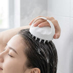Scalp Massager Shampoo Brush, Hair Scalp Scrubber Shower Brush, Scalp Exfoliator and Head Massager for Women Men Kids Pets, Dandruff Cleaning Hair Wash Brush for Wet and Dry Use White