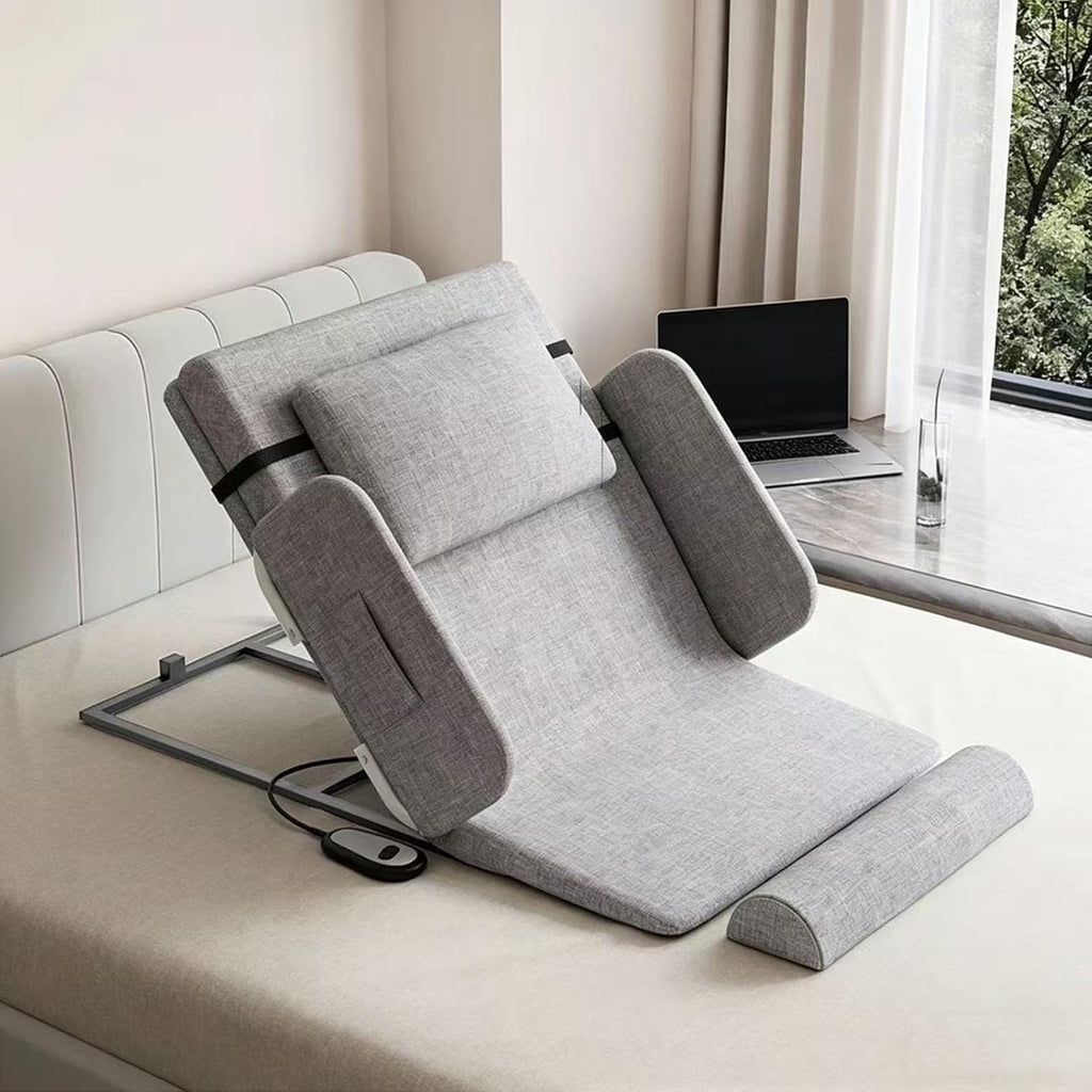 Electric Lifting Bed Backrest,Medical Pillow Lifter, 2-80° Electric Lift Bed Backrest, Adjustable Sit-Up Back Aid for Neck, Head and Waist Support,Witharmrests,Grey