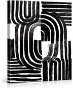 Funny Minimalist Line Pattern Wall Art Print Black and White Modern Geometric Poster for Living Room Office Decor 8x10 Canvas Framed