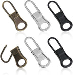 6 Pcs Zipper Pulls Replacement Detachable Zipper Head Zippers Repair Kit Zippers Pull Tabs Extender for Jackets Pants Coat Suitcase Backpack(Black Bronze Silver)
