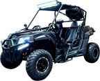 Armored UTV SSR 170RS Utility Vehicle, 2-Seater, 200cc Automatic + Reverse with Cargo Bed LED Headlights Spare Wheel, DF200GKV Work Truck Backyard Use On The Farm (Black)
