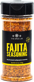 The Spice Lab Fajita Seasoning - Gluten Free Grilled Chicken & Carne Asada Seasoning - Great on Fajita Vegetables & Chicken Nachos - Kosher Steak Rub with No Fillers - 6.2 oz Shaker Jar - 7124