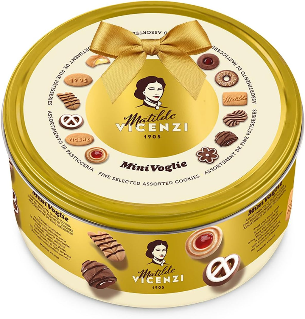 Matilde Vicenzi Minivoglie Butter Cookies Tin - Italian Pastry Assortment, Traditional Holiday Cookie Gift for Birthday, Easter, Mother's Day - 500 g