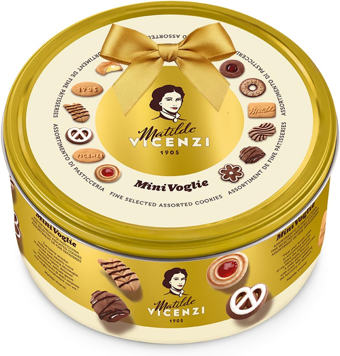 Matilde Vicenzi Minivoglie Butter Cookies Tin - Italian Pastry Assortment, Traditional Holiday Cookie Gift for Birthday, Easter, Mother's Day - 500 g