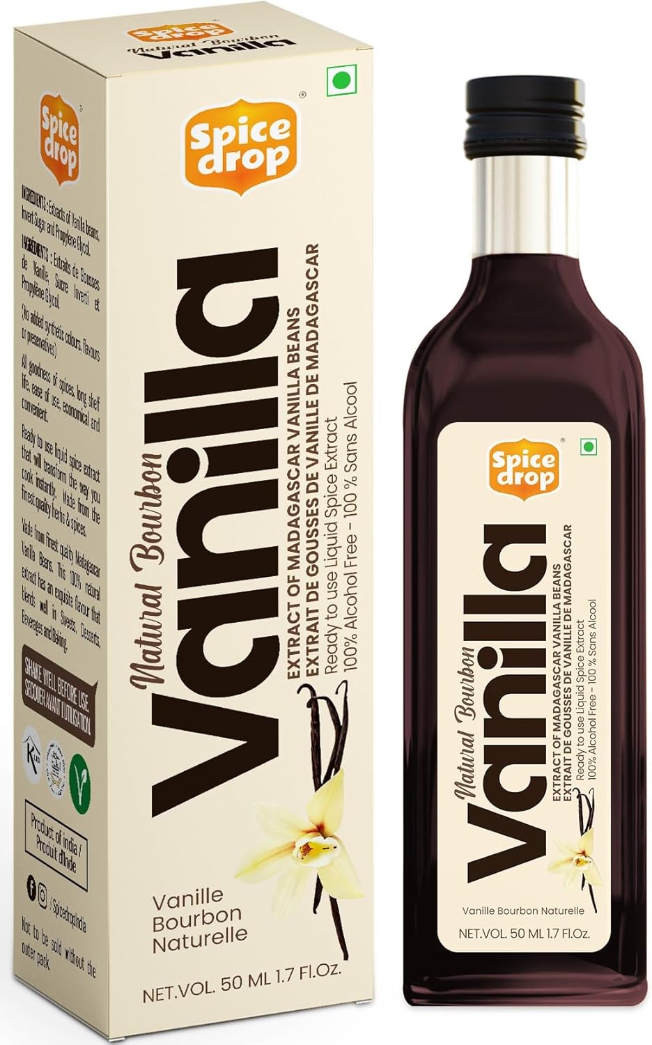 Pure Madagascar Vanilla Extract – Alcohol-Free, 1.69 Oz – 100% Natural, Rich & Aromatic – Perfect for Baking, Desserts, Milkshakes & Ice Cream – Superior to Vanilla Essence