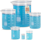Karter Scientific, 3.3 Boro, Griffin Low Form, Glass Beaker Set - 6 Sizes - 10ml, 50ml, 100ml, 250ml, 500ml, 1000ml