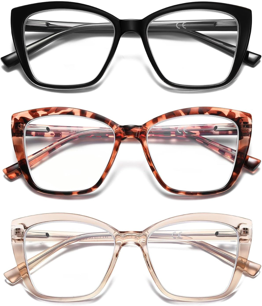 Oversized Reading Glasses Women Cat Eye Blue Light Computer Reader Stylish Unbreakable Fashion Large Eyewear PT2001A