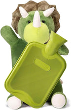 HomeTop Premium Classic Rubber Hot and Cold Water Bottle with Cute Stuffed Triceratops Cover