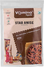 VEMINA Star Anise Seeds 500g, Premium Whole Chakri Phool, Strong Aroma & Natural Flavor, Spice for Cooking, Baking, Tea & Ayurveda