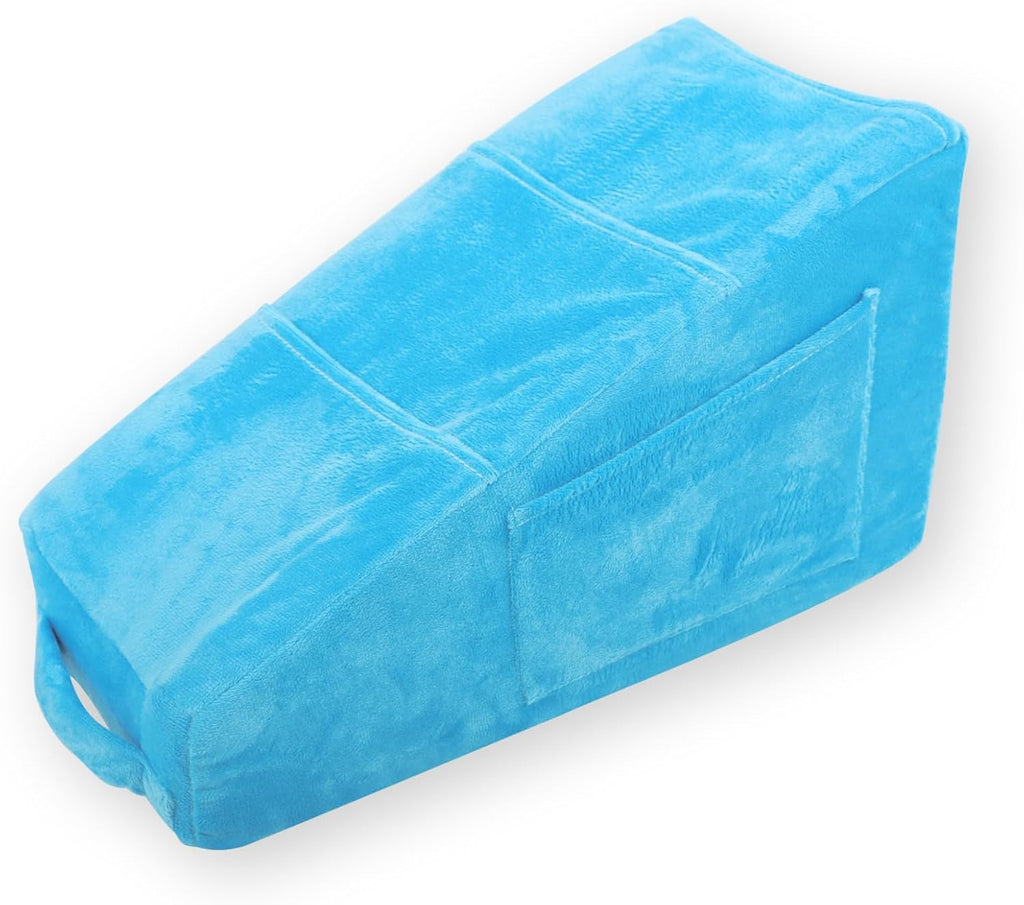Sexysamba Arm Pillow Arm Elevation Pillow with 5 Pockets for Post Surgery Support Pillow for Elbow Arm Rest Wedge Pillow Shoulder Surgery Pillow with Removable Non-Slip Bottom Pillow Case - Blue