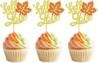 24 Pack Fall in Love Cupcake Toppers Thankgiving Maple Leaves Bridal Shower Cupcake Picks Engagement Wedding Anniversary Birthday Party Cake Decorations Supplies