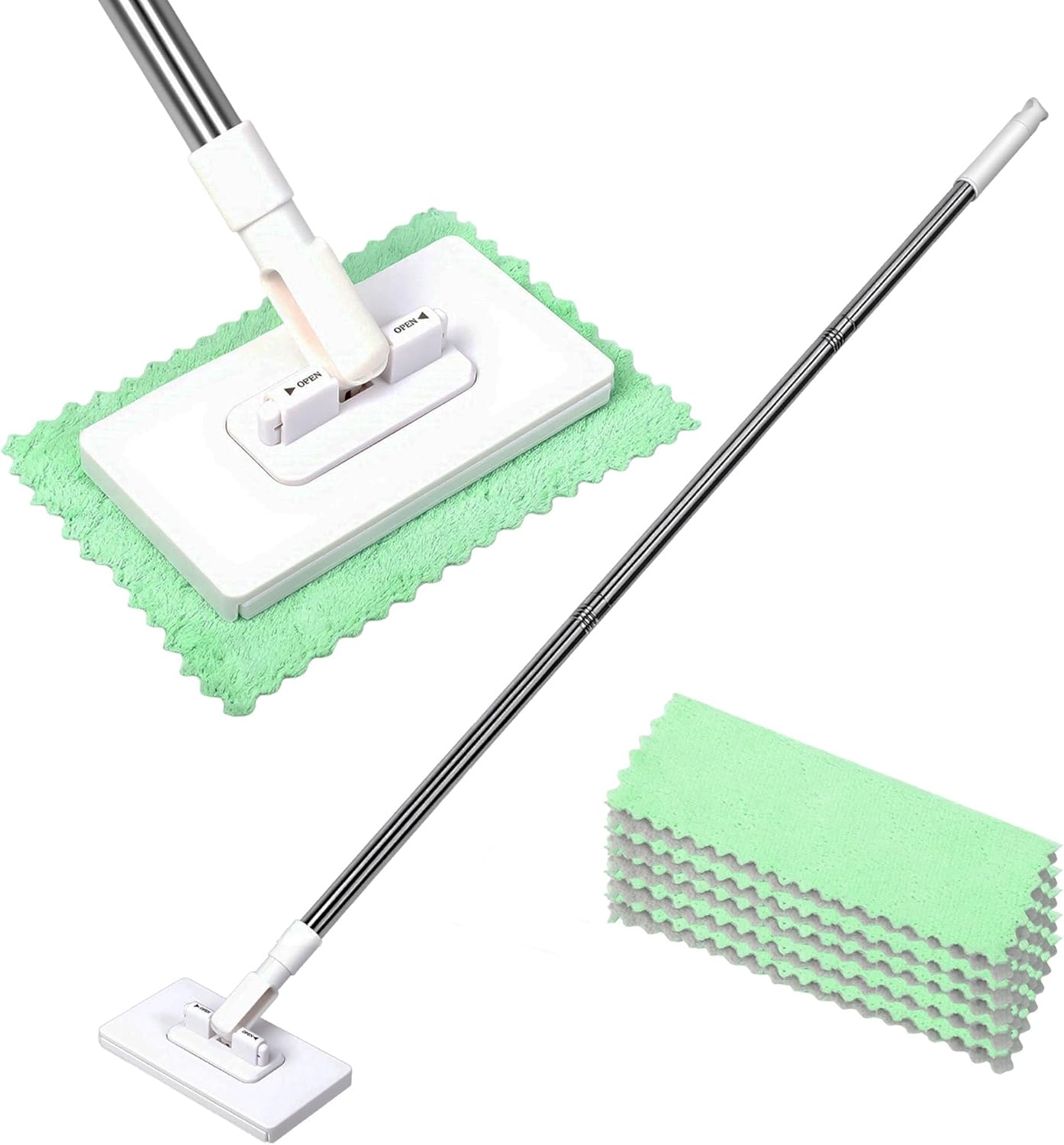 Automatic Cloth Changing Mini Mop, 360°Rotating Head Face Towel Cleaning Mop with 5 Replacement Cloths for Window Bedroom Living Room
