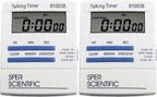Sper Scientific Talking Timer with Audible Countdown Voice Announcements 810038 - Large LCD Display, Hands-Free Timer with Loud Alarm & Memory Recall - Perfect for Cooking, Labs, Fitness & more - 2 pc