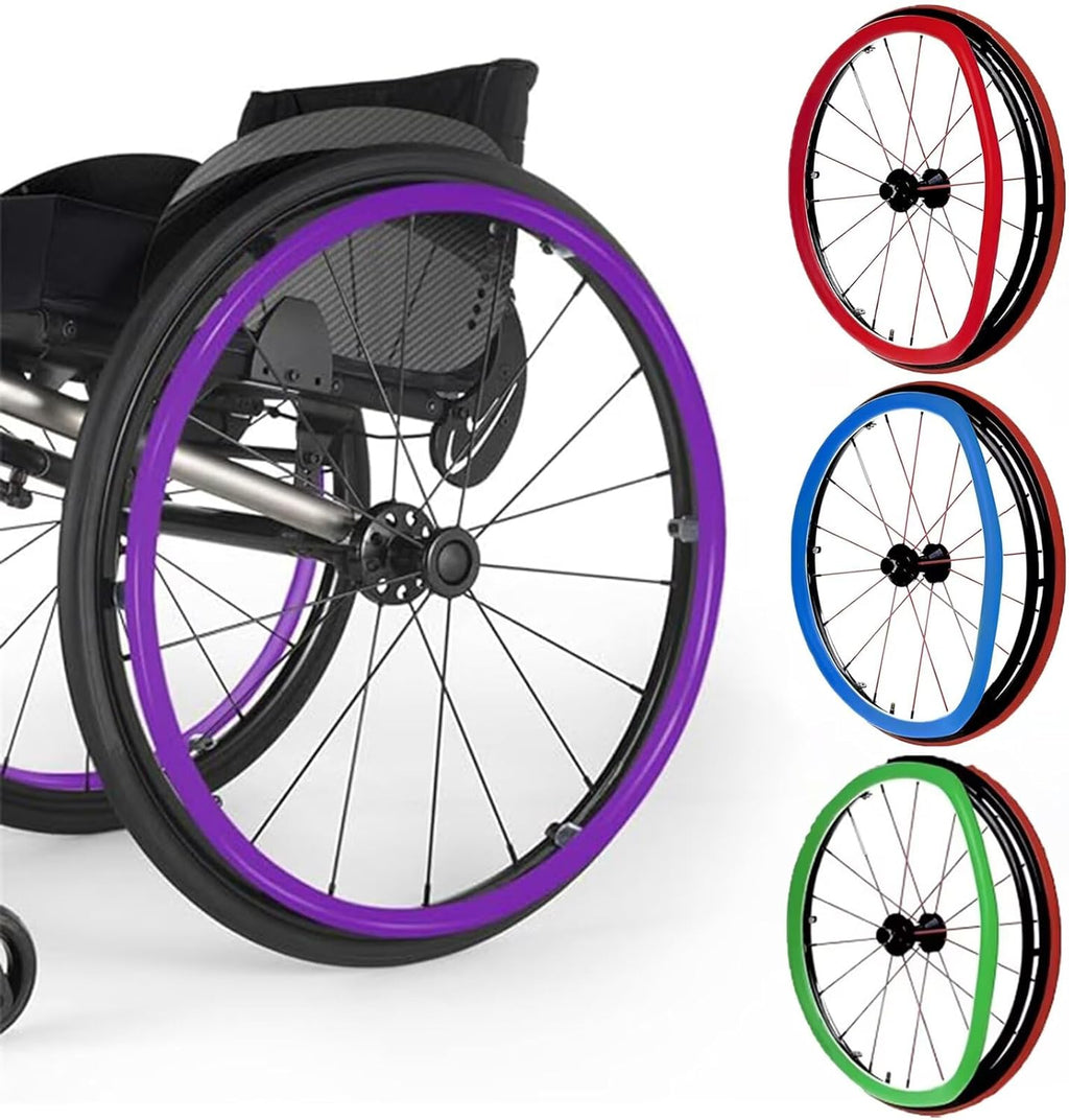 Silicone Wheelchair Push Rim Covers - 22/24 inch Rear Wheel Sports Wheelchair Cover for Wheelchairs, Wear-Resistant Improve Grip and Traction [Energy Class A]