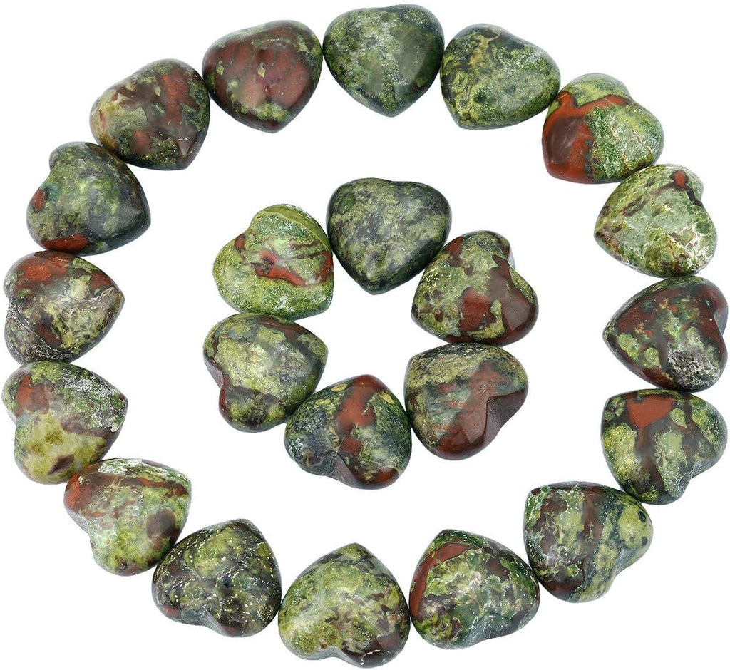 Rockcloud Healing Crystal 0.5 inche Dragon Blood Stone Heart Love Carved Palm Worry Stone Chakra Reiki Balancing(Pack of 10)