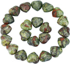 Rockcloud Healing Crystal 0.5 inche Dragon Blood Stone Heart Love Carved Palm Worry Stone Chakra Reiki Balancing(Pack of 10)