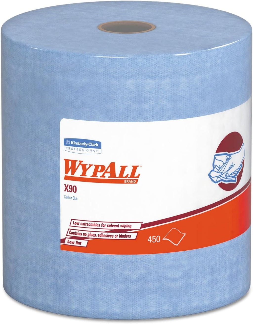 X90 Cloths, Jumbo Roll, 11 1/10 x 13 2/5, Denim Blue, 450/Roll, 1 Roll/Carton