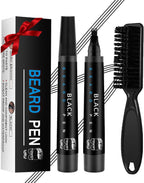 Beard Pencil Filler for Men Black - Beard Pen with Brush, Barber Pencil Smudge-proof & Water-proof Grooming Kit for Men Creating Natural Beard Color, Gifts for Men (Black)