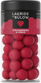LAKRIDS BY BÜLOW - Strawberries & Cream - 10.4 oz - Chocolate Coated Gourmet Licorice - Sweet Licorice Core Coated in White Chocolate, Strawberries and Cream