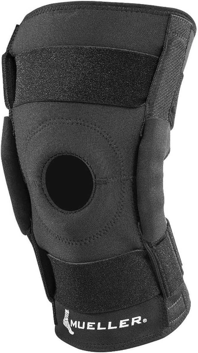 Mueller Hinged Wraparound Knee Brace, Black, Medium/Large