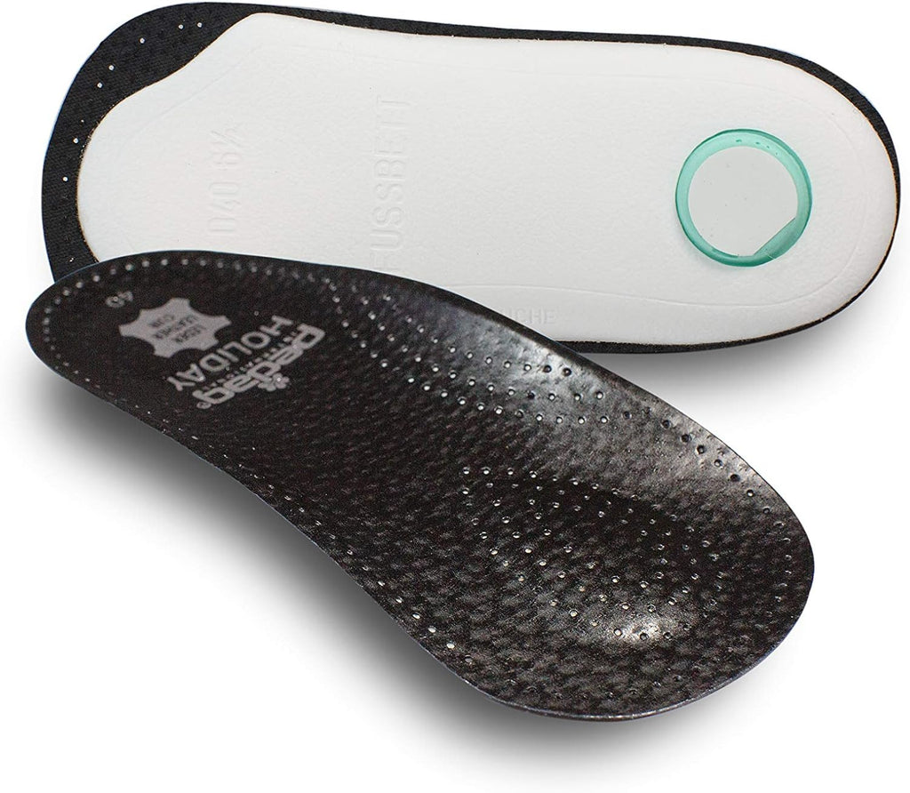 Pedag Holiday | 3/4 Length Sheepskin Orthotic Inserts | Handmade in Germany | Arch Support | Metatarsal Pad | Heel Cushion | Fits Low Profile Tight Shoes | Black | 1 Pair | US Women 9 / EU 39 Men 6