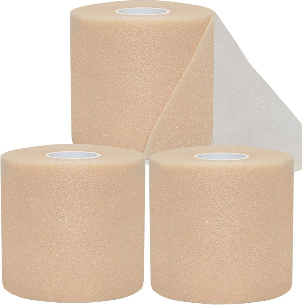 Pre Wrap Tape Athletic,3 Rolls X 22 Yards Beige Prewrap Headbands for Hair,Foam Underwrap Sports Wrap