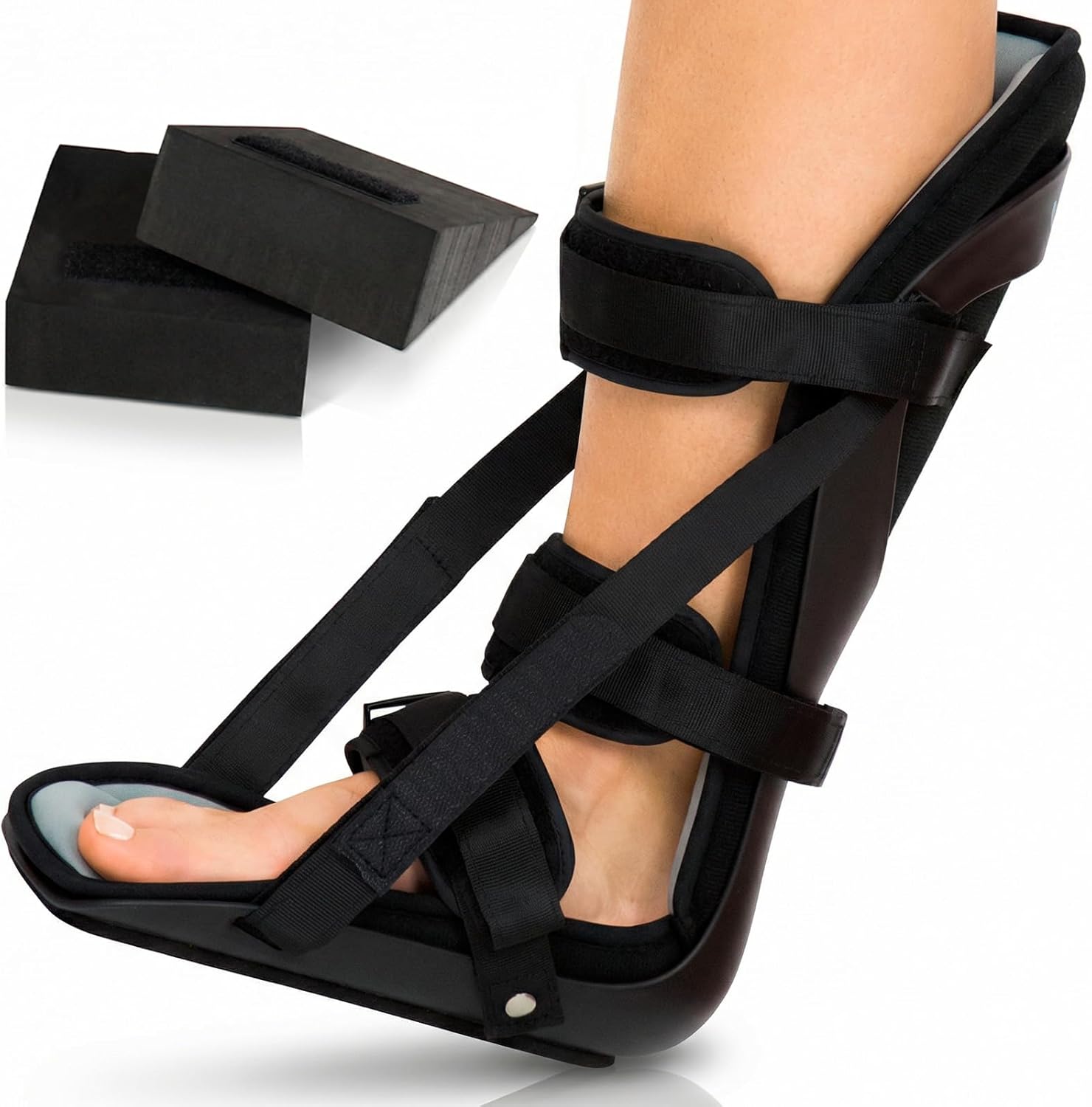 Vive Plantar Fasciitis Night Splint for Men & Women - Stabilizer Brace Relieves Inflammation - Foot Support Boot Features Adjustable Hook and Loop Straps for Achilles Pain Relief