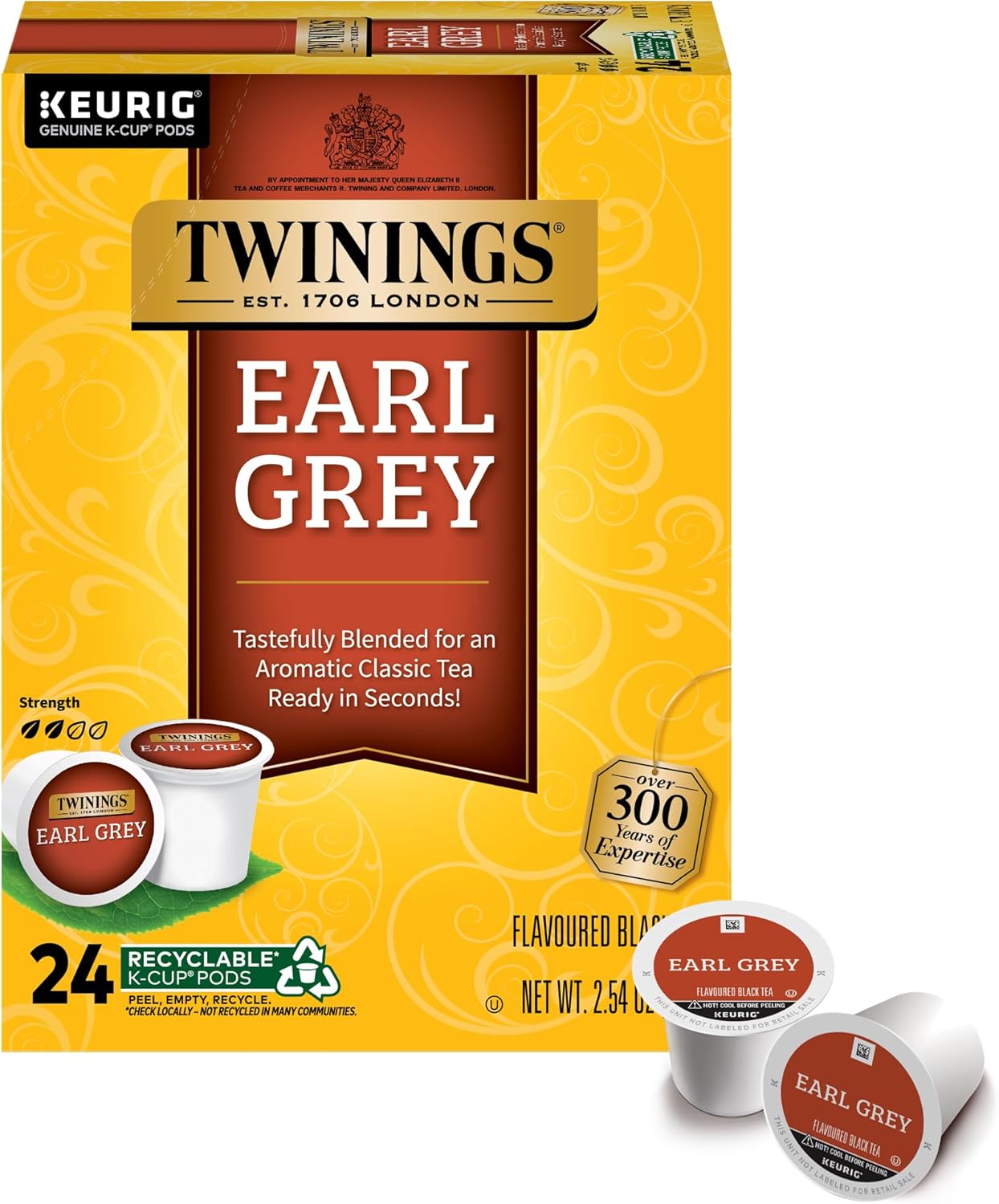 Twinings Earl Grey Black Tea K-Cup Pods for Keurig, 24 Count (Pack of 1), Flavoured with Citrus and Bergamot, Caffeinated, Enjoy Hot or Iced