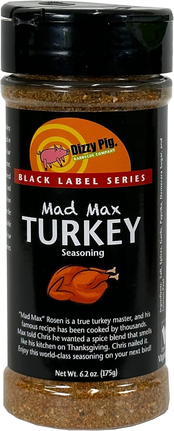 Dizzy Pig Mad Max Turkey Seasoning Rub (8oz Shaker) - Seasons 30+lbs of Food - Hand Made in the USA - MSG Free, Gluten Free