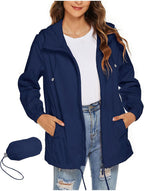 GOHRSHA Packable Rain Jacket Women Waterproof with Hood Lightweight Breathable Windbreaker Active Windproof Raincoat