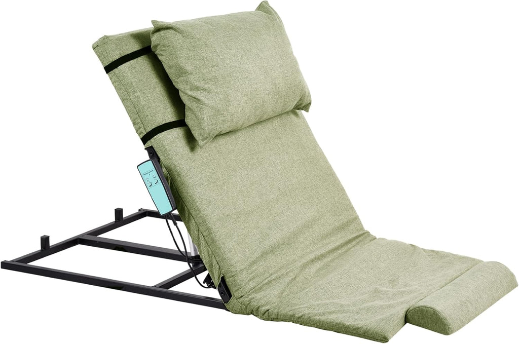 Electric Adjustable Bed Backrest – 2–80° Sit-Up Backrest Chair, Remote Control, Washable Cushion & Headrest, Heavy-Duty Carbon-Steel Frame, 440 lbs Support – Green