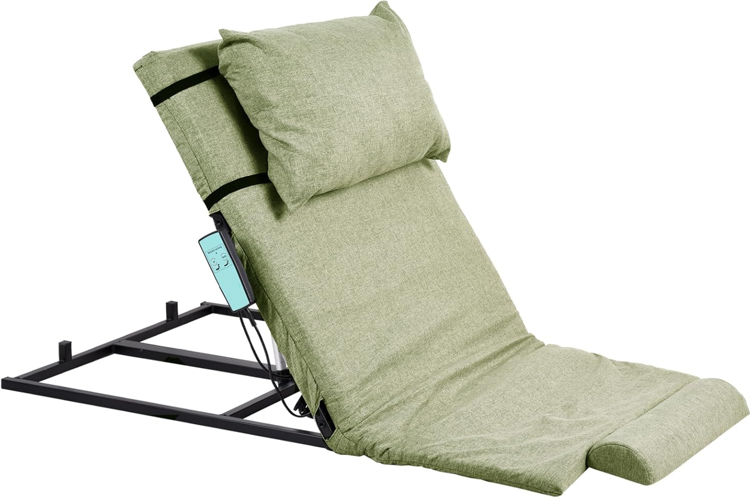 Electric Adjustable Bed Backrest – 2–80° Sit-Up Backrest Chair, Remote Control, Washable Cushion & Headrest, Heavy-Duty Carbon-Steel Frame, 440 lbs Support – Green