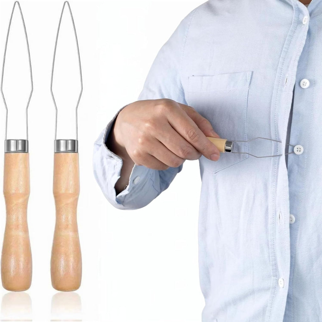 2Pcs Easy Button Hook - Button Assist Device Helper Tool - Stainless Steel Buttons Fastener Tool for Easy Buttons - One Hand Dressing Aids