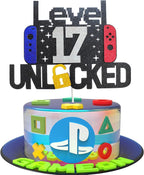 Happy 17th Birthday Video Game Cake Topper Level 17 Unlocked Cake Topper for Boys Girls 17-Years-Old Birthday Party Decoration (17)