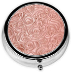 Round Pill Box 2.0x2.0x0.7 in Mini Travel Medicine Pill Organizer Box for Purse Pocket rose gold pattern backgrounds Printing